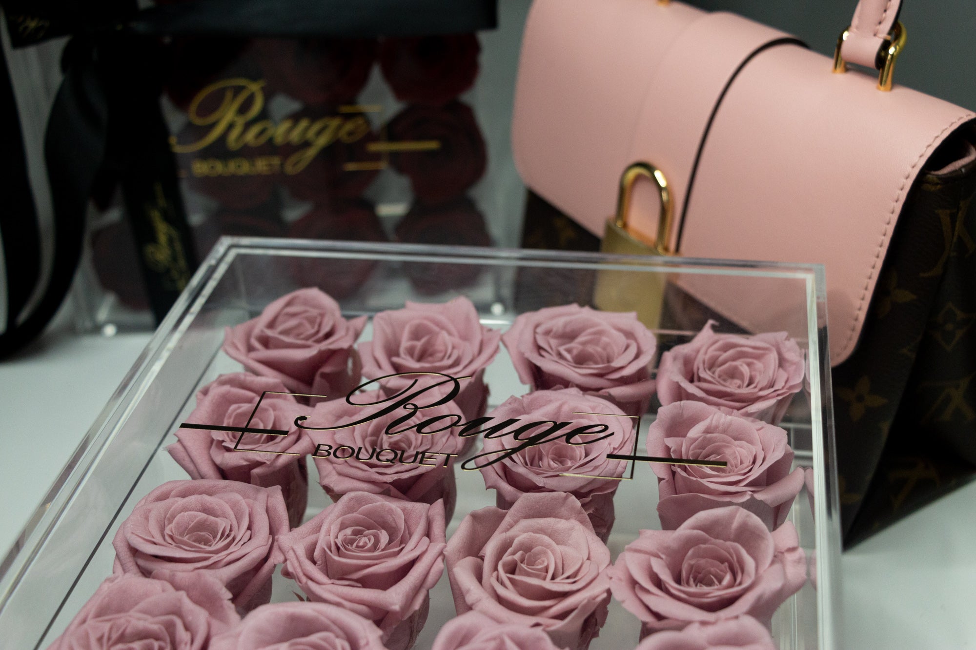 Rina Rose Medium Acrylic with Drawer – Rouge Bouquet